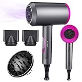 Ionic Hair Dryer, 1800W Professional Hair Dryer for Fast Drying, Hair Blow Dryer with 2 Concentrator, Travel Hair Dryer with 3 Temperature & 2 Speed, Low Radiation, for Home, Salon, Pregnant, Children