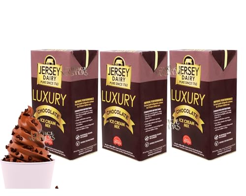 3 X Ice Cream Mix - Soft Serve - 3 Pack Jersey Gold Luxury Chocolate Ice Cream Mix- Superior Creamy Taste - Use At Home or Commercially - 3 X 1L - Nut Free, Gluten Free Deliciousness