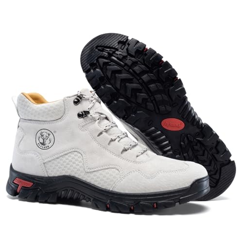 Image of FLYLAND Men's Chukka Boots Casual Leather Shoes Ankle Shoes Non Slip Breathable Comfortable Mid Top for Outdoor Driving Walking