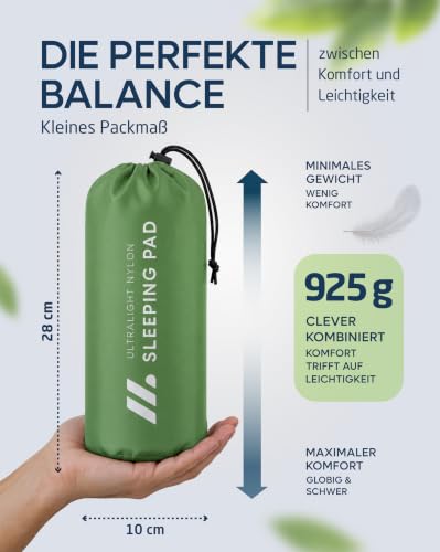 NORDMUT® Isomatte Schnellaufblasend mit integrierter Fußpumpe 10 cm - Isomatte Camping mit kleinem Packmaß - Outdoor Matratze für müheloses… – Ansicht 3