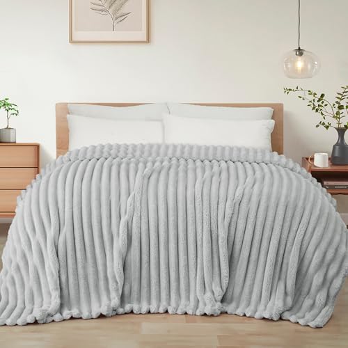 Exclusivo Mezcla Kuscheldecke Flauschig Fleecedecke Flanell Decke, Leichte und Warme Sofadecke Couchdecke für Ganzjahreszeit, 150 x 200 cm Hellgrau