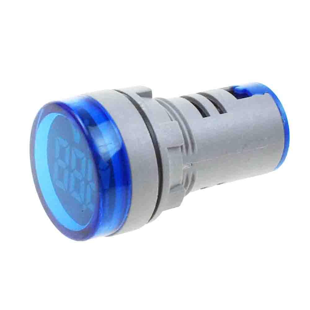 10PCS AD16-22DSV 22mm Digital DC Voltmeter LED Display Voltage Voltmeter AC 20-500V Voltage Meter Monitor 110v 220v Volt Detetor Indicator Round Lamp Tester (Blue,Large Screen)