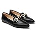 Tilocow Metal Chain Loafers Flats for Women Pointed Toe Slip on Flats Comfortable Fashion Work Business Shoes Pu Black