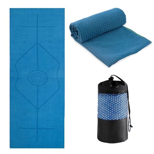 Yoga Towel Non Slip Hot Yoga Towel for Mat 24" x72" Yoga Blanket Travel Yogas Mat Towell Quick Dry Gym Fitness Mat Towell with Grip Dot Microfiber Yogas Mats Cloth Hot Mat Cloth with Mesh Carrying Bag