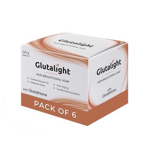 Glutalight Skin Lightening Soap For Reduce Freckles, Age Marks, Acne Spots - 75gm - (Pack of 6)