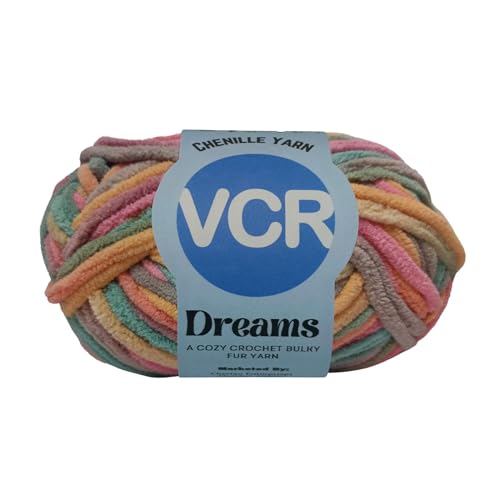 Image of VCR Sunset Hues Tri-Color, 100 Grams Hank, 60 Meters Length, Premium Polyester Ball for Crochet and Knitting, Pack of 1 Yarn, Soft and Bulky Fur Suitable for DIY