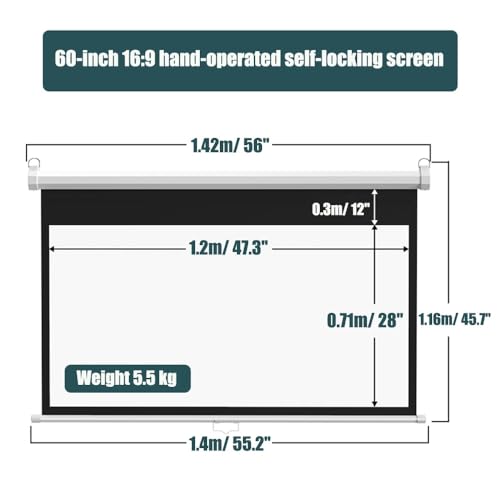 Pantalla Manual para Proyector 60'' 16:9 HD miniatura 4