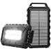 Solar Power Bank 10000 mAh PD 22.5 W Portable Solar Charger USB C Outdoor Waterproof External Battery with LED Light and 3 Outputs for Tablets Smartphones Outdoor Camping and More Black