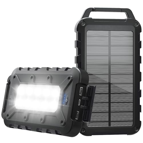 Batterie Externe Solaire 10000mAh PD 22,5W Chargeur Solaire avec 2 Ports USB et Une Entrée USB-C Charge Rapide Batterie Solaire Imperméable Compatible avec...