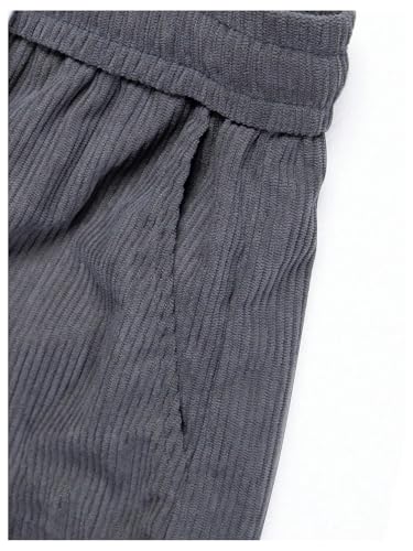 Verdusa Men's Corduroy Pants Drawstring Waist Straight Leg Casual Loose Trousers with Pockets3