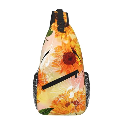Sac à dos à bandoulière homme ultra léger imprimé tournesol