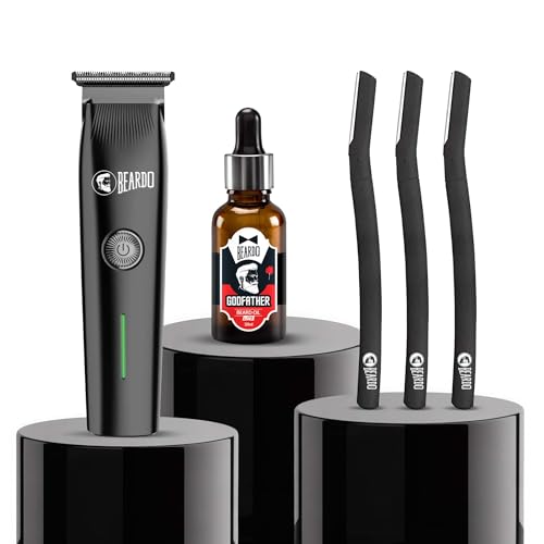Image of Beardo Italian Beard Combo | Godfather Beard Oil+ Ape-X Prime 3-in-1 Trimmer + Styling Tool | Precision Grooming Kit for Men | Clean Cheek Line, Jawline & Styling Tool - Set of 3