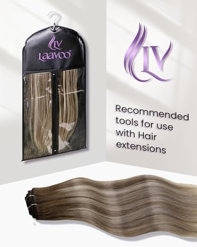 Image of LaaVoo Hair Extensions Clip ins Ombre Blonde, Real Human Hair, 20inch | Natural Look for Thinning Hair, Silky Straight, 5pcs 80g, Easy Wear, Light Brown to Blonde
