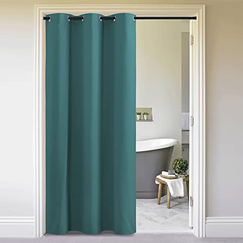 Image of NICETOWN Doorway Curtain Room Divider Drape Screen Partitions, Vertical Blind for Sling Door, Blackout Window Curtains Privacy Blind for Patio (Sea Teal, 1 Panel, 7ft Tall x 5ft Wide)