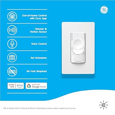 GE Lighting Cync Dimmer & Motion Smart Switch, WiFi Smart Dimmer Light Switch with Motion & Ambient Light Sensor, Works with Alexa & Google Home, Neutral Wire Required, No Hub Needed, White