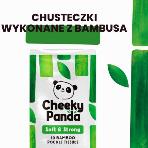 The Cheeky Panda Bambusowe chusteczki kieszonkowe, pudełko zbiorcze 96 opakowań (10 chusteczek w opakowaniu) hipoalergiczne, super miękkie, mocne i trwałe