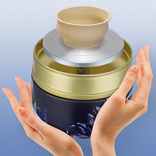 Portable Pottery Wheel for Adult & Kid Beginners, 1500RPM Mini Electric Pottery Wheel Machine with Tray, Kids Pottery Wheel Set for Ceramic Work, Christmas/Holiday Gifts (Dark Blue)