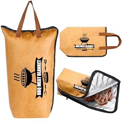 BBQ Blanket for Resting Meat - 21in Insulated Brisket Blanket with Wide Mouth, Zipper & Handle Strap, Reusable Large Capacity Meat Resting Bag for Smoking, Grilling, and Outdoor Barbecue