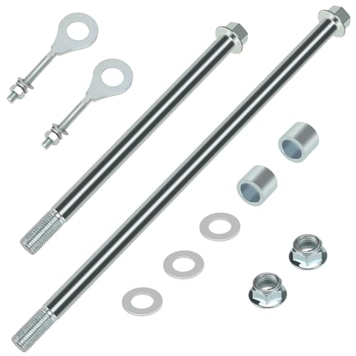 Image of 14mm 290mm Rear Wheel Axle Kit with 300mm Mini Bike Front Axle Nut Compatible with Coleman CT200U-EX BT200X 196CC 200CC 6.5HP Mini Bike Powersports Accessories Parts 15mm Chain Adjuster