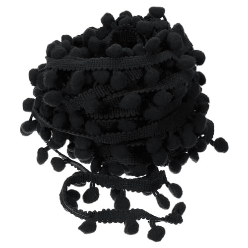 uxcell 10 Yards Pom Pom Ball Fringe Trim, Ribbon Sewing Accessory DIY Crafts for Home Curtain Clothes Pillow Decoration (8mm, Black)