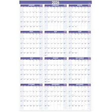 2027 Yearly Wall Calendar - 2027 Wall Calendar with Julian Date, Jan 2027 - Dec 2027, One Page for Organizing, Premium Thick Paper, Vertical, Gift Pocket, 34.8" x 22.8" Open - Purple