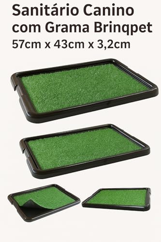 Sanitário Pet com Grama Sintética Lavável 57x43cm Para Cães de Porte Pequeno e Médio