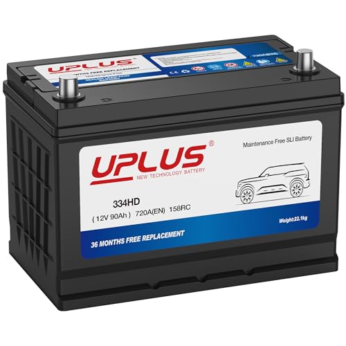 UPLUS 334HD 12V 90Ah 720A Heavy-Duty Car Battery (Left: +, Right: -)