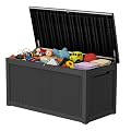 Decksplore 320 Gallon Outdoor Storage Box Resin Deck Box All Weather Waterproof Large Lockable Storage Container Deck Box for Patio Furniture, Garden Tools, Lockable, Black