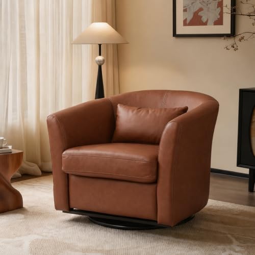 HomeMiYN Fauteuil Salon Relax 360° Pivotant avec Rangement et Coussin