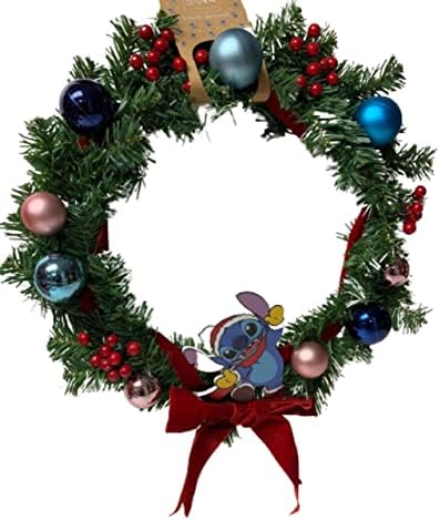 Licensed-Primark Disney Lilo And Stitch Wreath Bauble Christmas Door Decoration Xmas Novelty Gift 3D Stitch, Multi Colour, One Size