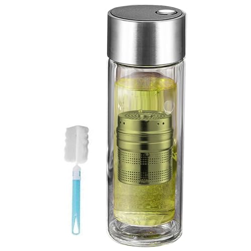Generisch Botella de huevo de té – vaso de vidrio aislado, carcasa de borosilicato resistente al calor, cesta de preparación extraíble, separador de malla preciso, elegante cierre magnético | cursos