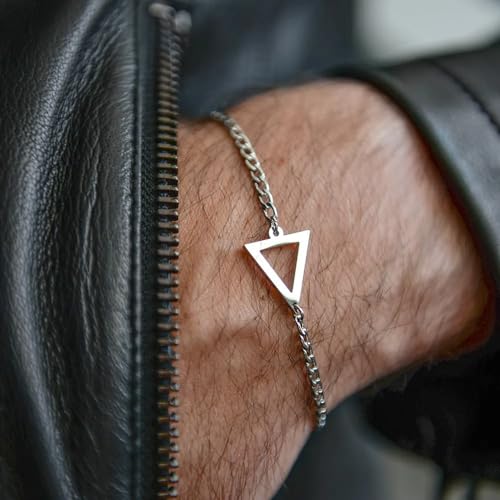 Pulsera de acero inoxidable con charms geométricos para mujeres y hombres miniatura 4