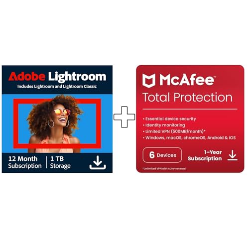 Image of Adobe Lightroom with Lightroom Classic 1 TB & McAfee Total Protection 2026 |6 Devices | 12 Months | Digital download