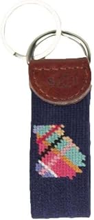Smathers & Branson Custom Georgia Madras Needlepoint Key Fob in Dark Navy