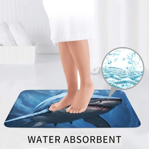 Tapis de salle de bain antidérapant requin bleu lot de 3 pièces - 7