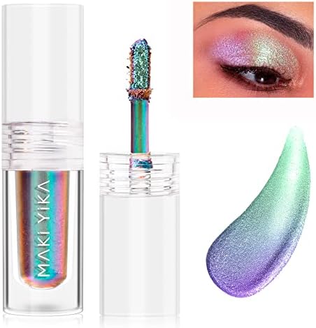 MAKI YIKA Glitter Liquid Eyeshadow Chameleon Metallic Eyeshadow MultiColor Shifting Long Lasting Multichrome Holographic Eye Topper Glitters (#6 Aurora)