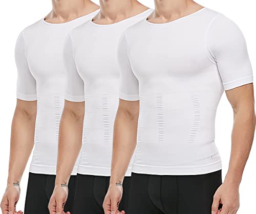 Arjen Kroos Men's Compression Undershirts Short Sleeve Shapewear Body Shaper 3 Pack
