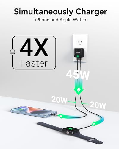 Image of USB C Charger Block 45W, Dual Port Flat Wall Charger Fast Charging Block | Dual Usbc Charger Block GaN+ PD Power Adapter with Foldable Plug Cube for iPhone 17 /16 /15 Series /iPad /Pixel /Samsung /Switch