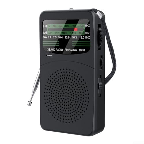 Radio portatile, radio AM/FM/SW con potente altoparlante da 3 W, radio tascabile a batteria, per uso domestico,...