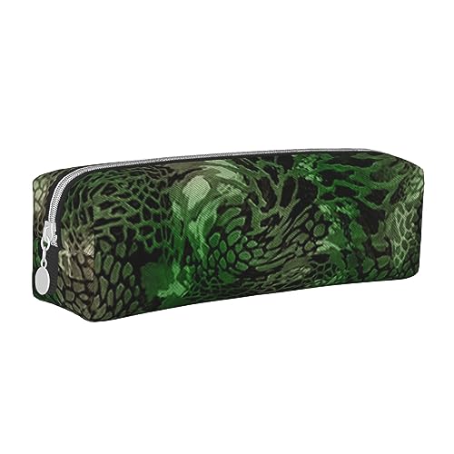 TOMPPY Trousse à crayons en cuir imprimée paon - Portable - Organiseur de papeterie - Trousse de maquillage avec fermeture éclair, Motif serpent/vert, Taille unique, Trousse de maquillage