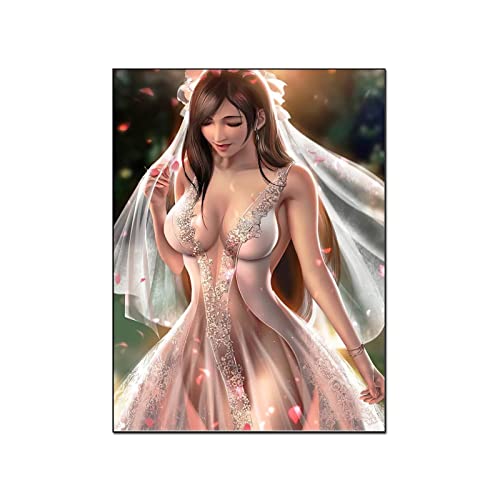 Sexy Girl Poster Cartoon Beauty Anime Girl Poster Canvas Print Wall Art Picture Canvas Painting Posters And Prints Wall Art Pictures For Living Room Bedroom Decor 16X20Inch(40X51Cm) Frame-Style #TOP10
