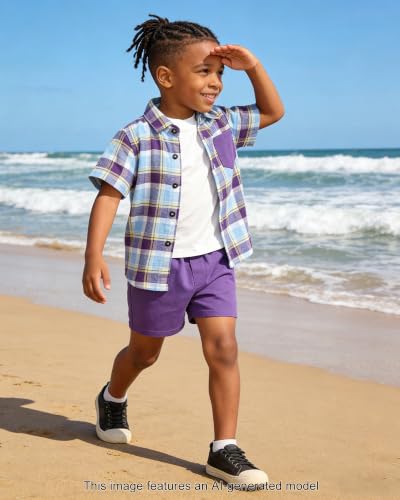 Image of SANGTREE 3 Piece Boy Outfits Short Sleeve Shirt and Shorts Set Beach Vacation Summer Clothes, 3 Months - 9 Years