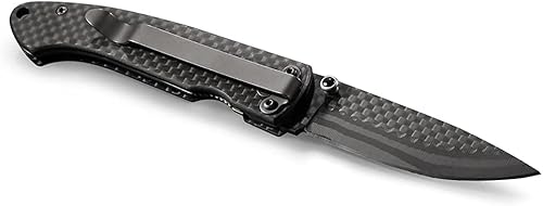 Miniatura 8 de Cool Hand Cuchillo de bolsillo de fibra de carbono de 1.5 onzas y 4.5 pulgadas con hoja de fibra de carbono sólida de 3.25 pulgadas, mecanismo de