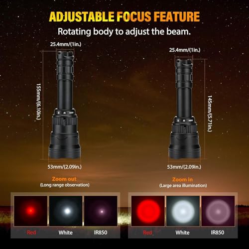 Image of KL62Plus Red White IR850 Zoomable Night Vision Hunting Light Kit