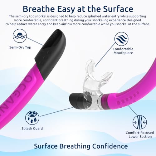 Oceanic Máscara de Snorkel + Tubo Semi-Seco para Adultos, Vidrio Templado miniatura 4