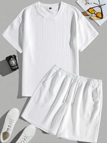 Image of Zilcon Men's 2 Pieces Outfits Casual Quarter Zip Polo Shirt and Shorts Set Athletic Jogging Summer Tracksuit