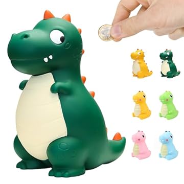LEcylankEr Salvadanaio Dinosauro Bambini Contamonete Regalo di Compleanno per Ragazza Ragazzo Materiale in PVC di Sicurezza Buono per Decorazione, Diocattolo, Regalo (verde)