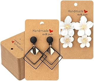 200PCS Earring Display Cards - Kraft Earring Card Holder - Handmade with Love Jewellery Packaging Cards for Jewellery Making Storage & Disply
