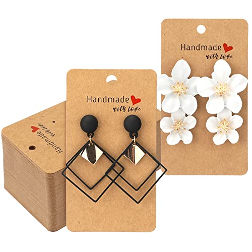 G2PLUS - G2PLUS 100PCS Carton Boucle D'oreille 9x5cm Papier Kraft Carte Présentoir De Bijoux Étiquettes en Papier Kraft pour DIY pour Afficher des Boucles d'oreilles,Brun