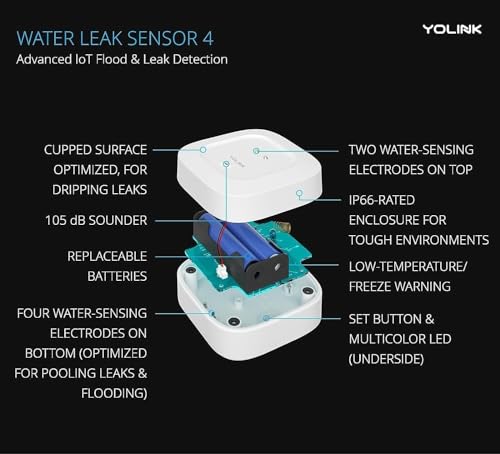 Image of YoLink Smart Home Starter Kit: SpeakerHub & Water Leak Sensor 4 with 105dB Audio Alarm 1-Pack, SMS /Text, Email & Push Notifications, Freeze Warning, LoRa Up to 1 /4 Mile Open-Air Range, w /Alexa, IFTTT